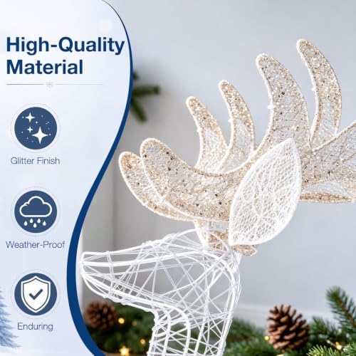 tangkula 4.4 ft christmas lighted reindeer, outdoor christmas, view 9