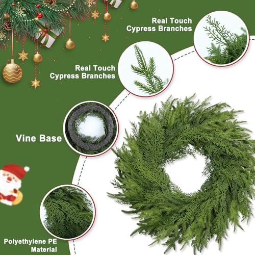 26 inch christmas wreath, christmas wreaths for front, side view