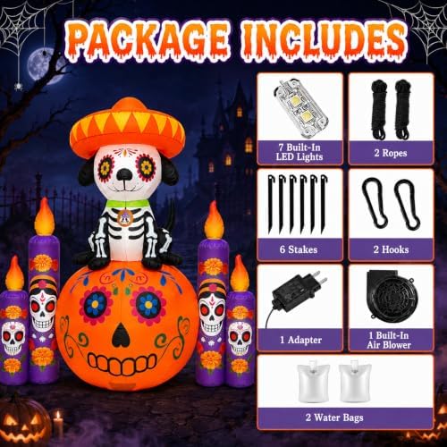 6 ft halloween decorations outdoor inflatable dog with, package contents