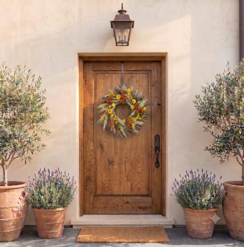 andaluca all natural handcrafted preserved floral fall wreath, close-up detail