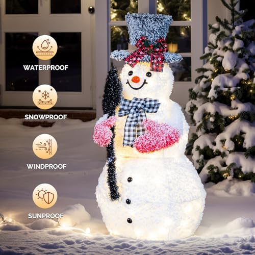 vingli 3ft lighted snowman christmas decorations outdoor indoor, side view