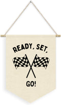 Race Car Room Decor for Boys Pennant Banner,Car Room Decor | Ready Set Go Racing Flags Banner Wall Hanging Decor for Car Bedroom,Boys Room,Playroom,Nursery,Birthday Party Decorations