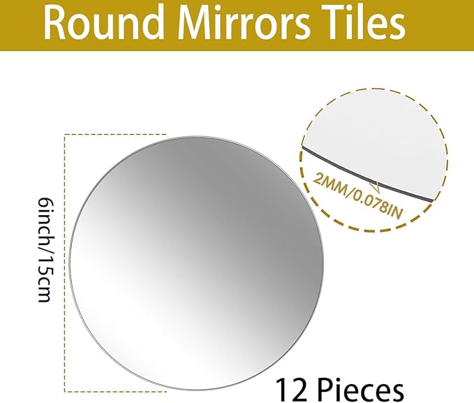 Small 6" Round Mirrors for Centerpieces, 12pcs Circle Mirror Centerpieces for Tables, Mirror Tiles for Wall Table Wedding Centerpieces Mirror Plates for Candle Decorations DIY Craft