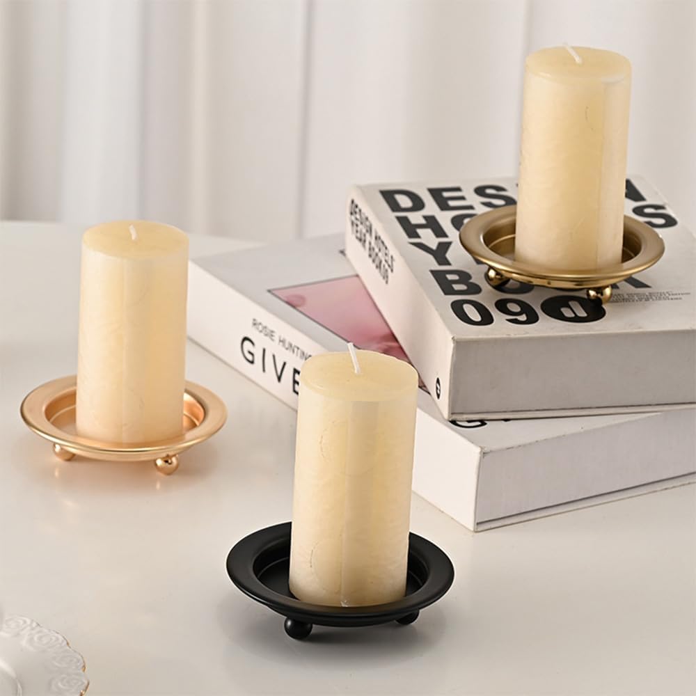 Elegant Gold Iron Candleholders Set – Round Design for Sophisticated Home Décor