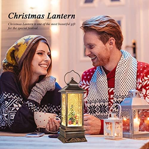 Christmas Decorations Christmas Snow Globe Lantern, Glittering Water Lantern with Music USB and Battery Operated Singing Snow Globe Xmas Festival Decoration Gifts (Christmas Tree)