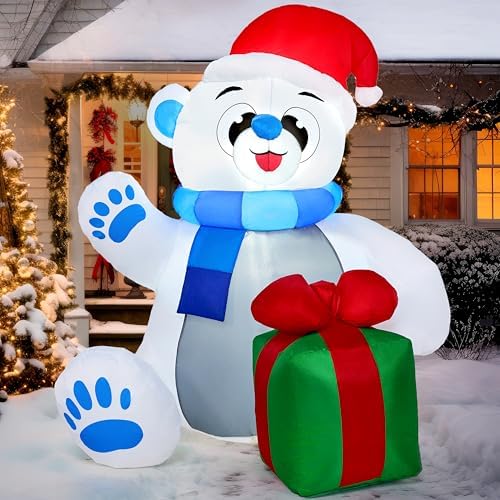 joiedomi 4 ft christmas inflatable polar bear with, main product view