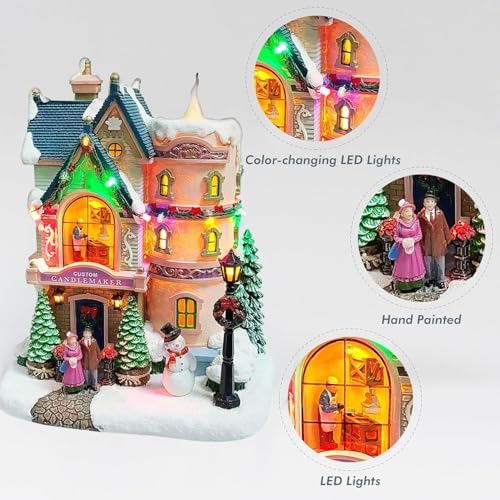 moments in time vintage custom candlemaker christmas village, close-up detail