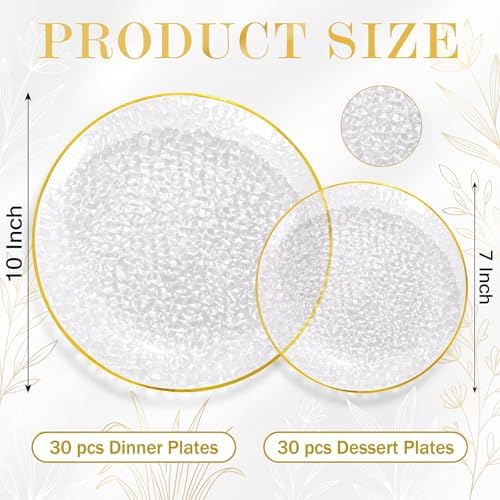 rubtlamp 60pcs clear plastic plates,clear disposable plates with shown in use