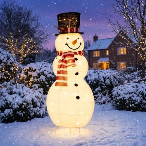 tangkula 4.2 ft outdoor lighted christmas snowman, yard shown in use