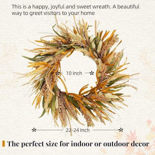 22in fall harvest grain wheat farmhouse wreaths for shown in use
