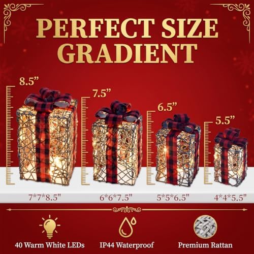 lighted box decorations outdoor – plug-in 40 led, side view