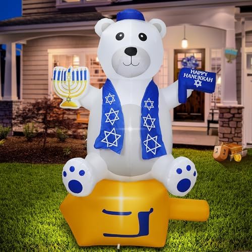 6 foot hanukkah inflatables outdoor decorations bear holding, main product view