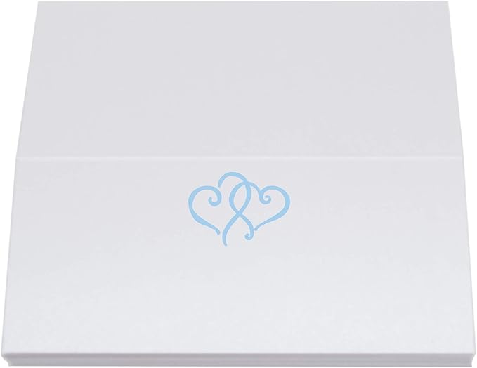 Linked Hearts Place Cards, Light Blue (Choose Color), Set of 150, Pre-cut and Scored - Wedding, Party, Dinner, and Special Events - Made in the USA