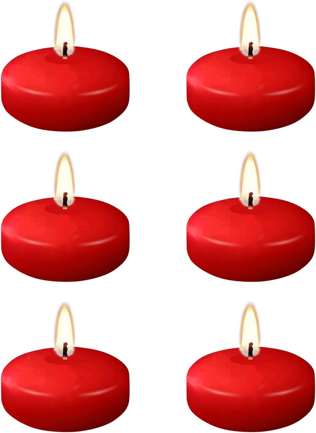 Red Floating Candles 3 inch, 6 Pack Floating Candles 10 Hours Burn Clean & Unscented Floating Candles for Valentine's Day,Wedding,Proposal Anniversary Decorations (6 Pack, red, 3 inch)
