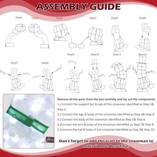 lulu home 2-pack lighted christmas snowman decorations, 3.1+2.5ft, side view