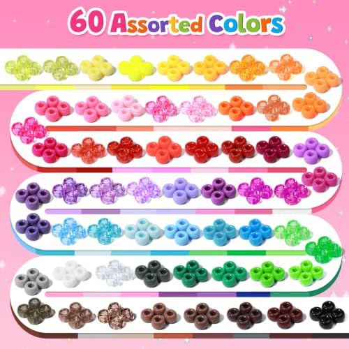 umikk 10000pcs pony beads bulk, 60 colors kandi, side view