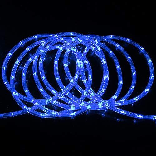 DINGFU 50ft 360 LED Waterproof Rope Lights, 110V Connectable Indoor Outdoor Blue Rope Lights for Outside, Deck, Patio, Pool, Camping, Bedroom Decor, Landscape Lighting and More (Blue)