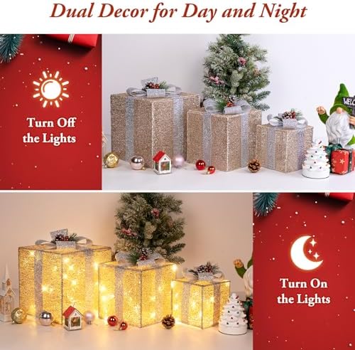 brightever 10" 8" 6" set of 3 christmas showing dimensions