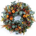 24" eucalyptus fall wreath with pumpkin foliage for, main product view
