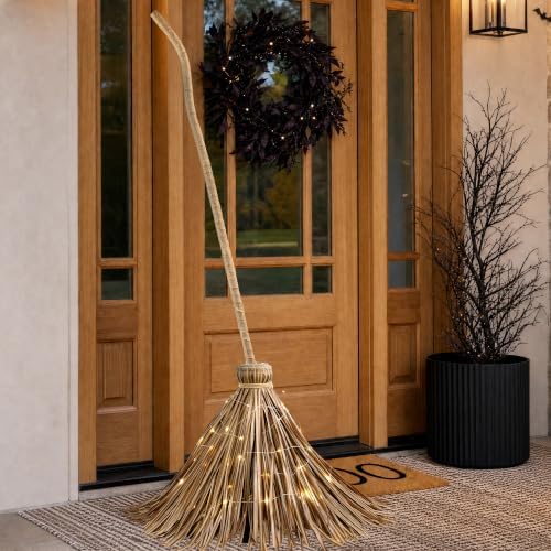 halloween decorations – 4.5ft light up witch broom, front angle view