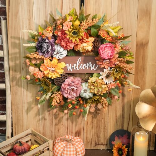 fall wreaths for front door 24 inch autumn on a desk or shelf