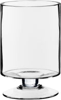 CYS EXCEL Glass Hurricane Pillar Candle Holder (H:8" W:4.75") | Multiple Size Choices Short Stem Candle Centerpieces | Stemmed Glass Cylinder Candle Vase