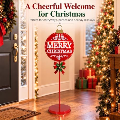 christmas signs with led lights,battery operated metal outdoor, close-up detail
