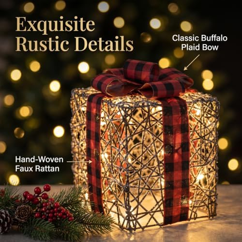 lighted box decorations outdoor – plug-in 40 led, front angle view