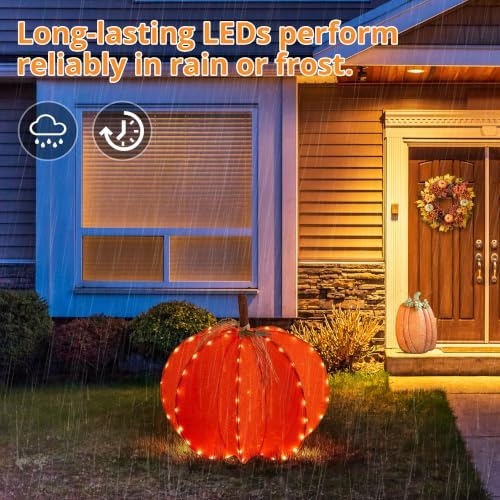 glitzhome fall lighted outdoor decor, 32" d 3d on a desk or shelf
