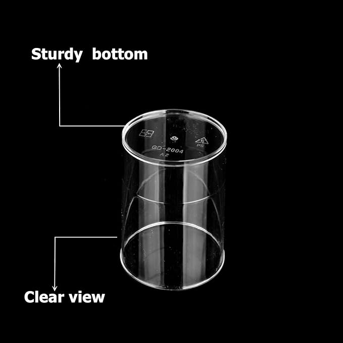 100 Pack Mini Dessert Cups, 3oz Clear Shooter Cups with Spoons, Plastic Mousse Cups for Party, Ice Cream, Puddings, Chocolate, Round Appetizer Parfait Tasting Cups