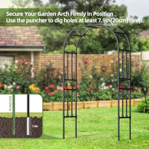 square tube metal garden arbor trellis, 6.9x7.9ft, package contents