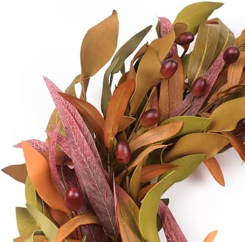 fall wreaths for front door 22 inch, olive, side view