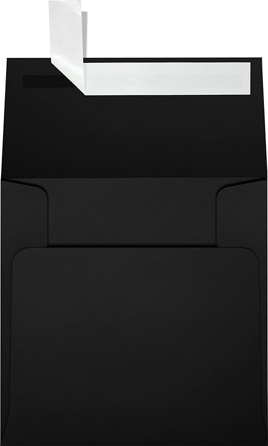LUXPaper Square Invitation Envelopes | Peel & Press | 4" x 4" | Midnight Black | 80lb. Text | 50 Qty