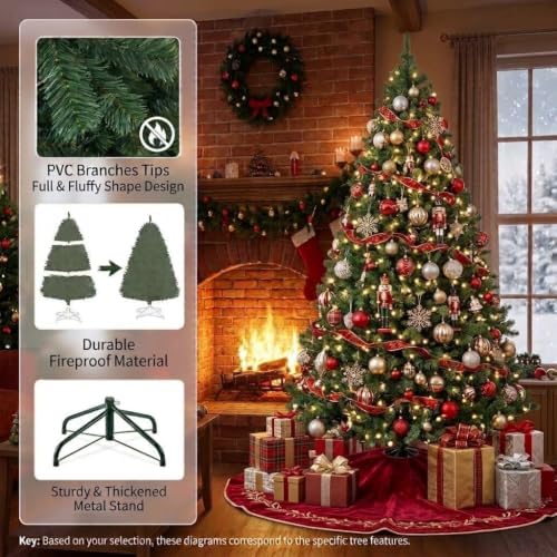 gaomon 7.5ft prelit fraser fir wide artificial christmas showing dimensions