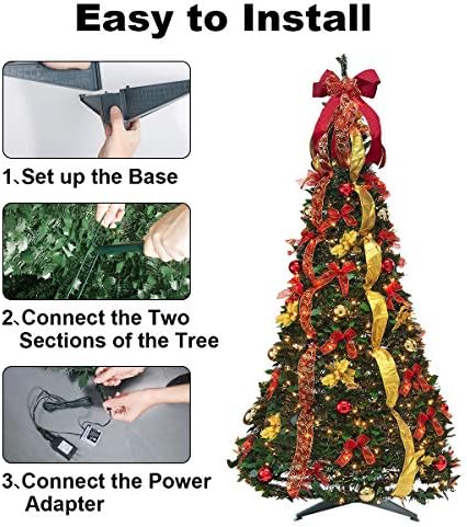 6ft prelit pop up artificial christmas tree pull, package contents