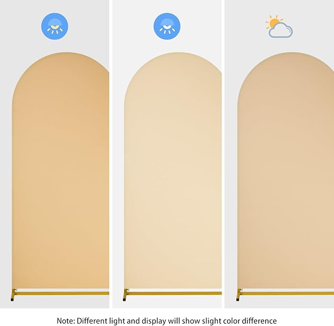 SoarDream 7.2FT Wedding Arch Cover Khaki Spandex Fitted Wedding Arch Stand Covers Fitted for Round Top Chiara Arch Cover Stretchy Backdrop for Birthday Birthday Party Balloon Decor
