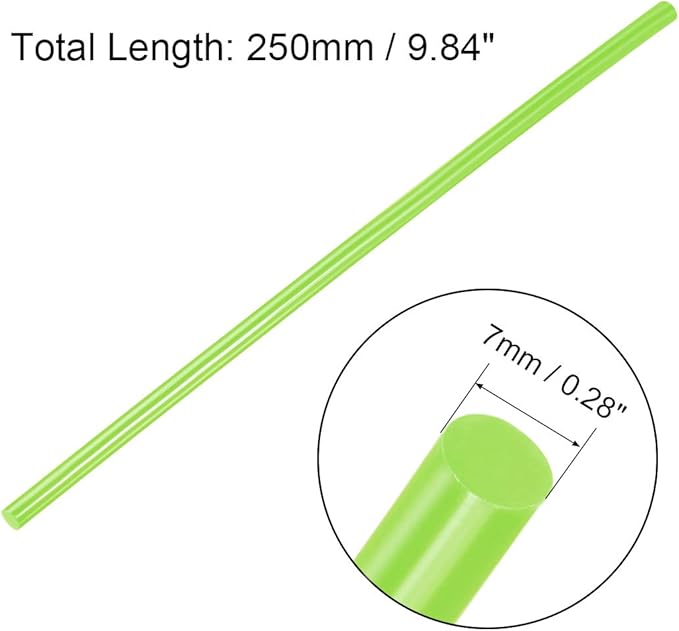 uxcell 20pcs Hot Glue Sticks for Glue Gun 7mm/0.28-inch x 10-inch Mini Hot Melt Adhesive Glue Stick Light Green