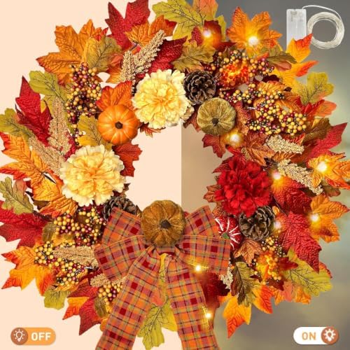 icx 24 inch fall wreaths for front door showing dimensions