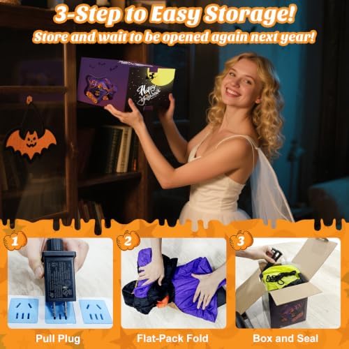 danxilu 8ft long halloween inflatables pumpkin witch hat on a desk or shelf