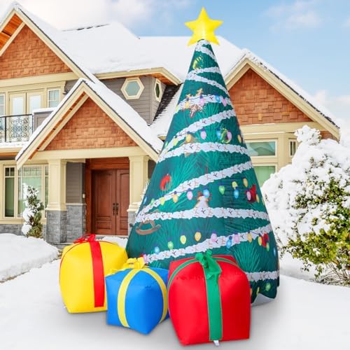 comin 7 ft christmas inflatables tree outdoor decorations on a desk or shelf