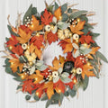 realistic fall wreath with lights/timer 24 inch fall, main product view