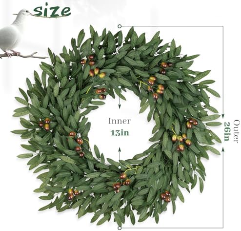 26 inch large eucalyptus olive wreaths for front shown in use