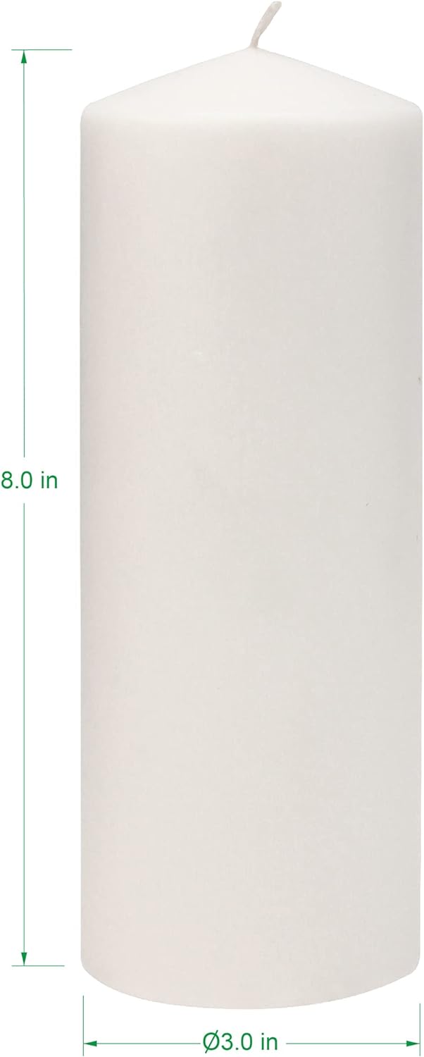 Stonebriar Unscented White Tall Pillar Candles, 80 Hour Burning Candle Pillar...