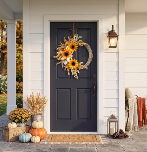 20 inch sunflower fall wreath for front door, package contents