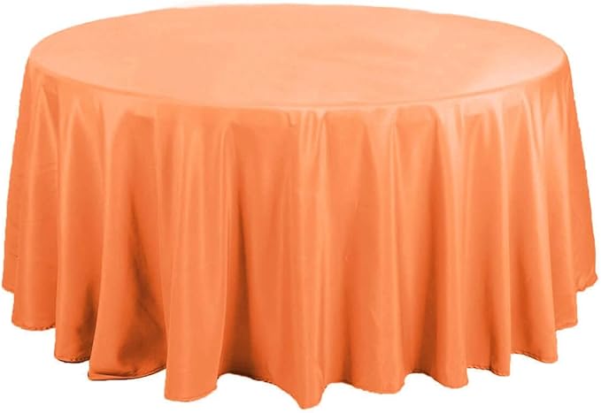 Efavormart Round Tablecloth, 120 Inch Stain & Wrinkle Resistant Washable Table Cloth, Decorative Polyester Fabric Table Cover for Banquet, Wedding, Dining - Orange