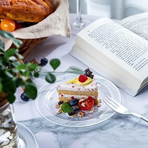 dayammi 240pcs silver dessert plates set includes 120, close-up detail