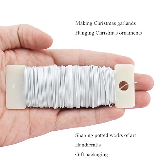 HAHIYO 22Gauge White 3Roll Total 115Yards(345Feet) Metal Floral Wire Flexible Paddle Wire for Crafts Christmas Wreaths Tree Flower Arrangement Bouquet Wrapping Wedding DIY
