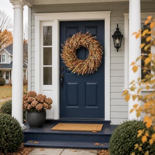 26" artificial fall nandina wreath for front door, close-up detail