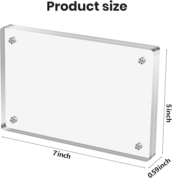 Acrylic Magnetic Photo Frame, 5x7 Inch Double-sided Magnetic Photo Frame, Tabletop Frameless Postcard Display (3-Pack) (5X7)