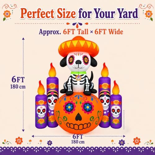 6 ft halloween decorations outdoor inflatable dog with, side view